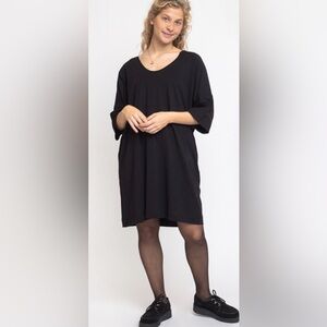 Kowtow Oversized Organic Cotton T-Shirt Dress Black Large NWT Lagenlook Minimal